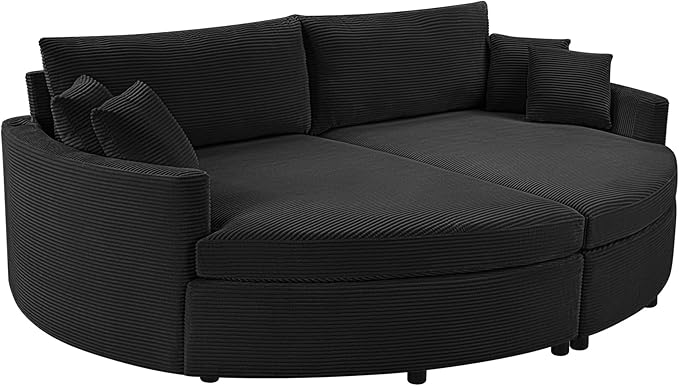 JUSTONE 102.3 Oversized Double Chaise Lounge Sofa Bed Convertible Loveseat with Deep Seat &amp USB Ports Modern Upholstered Couch for Living Room Black