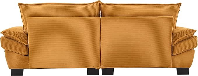 KEIKI Loveseat Sofa 84 Corduroy Upholstered Couch with Deep Seat and 2 Pillows Modern Loveseat Sofa Couch for Small Spaces Living Room Apartment Office Yellow