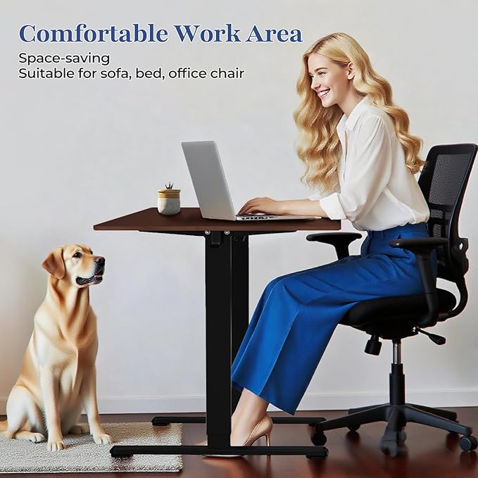 NSY Audio Electric Standing Desk 48x24 Inches - Height Adjustable Whisper Quiet Motor White Top &amp Black Frame for Home Office Gaming Focused Work White