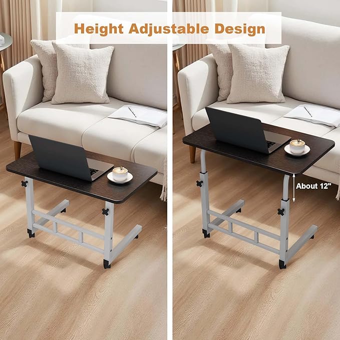 GAOMON Standing Desk with Wheels Adjustable Height Portable Desk Mobile Rolling Desks Laptop PC Table Computer Workstation for Home Office Study Bedroom Black