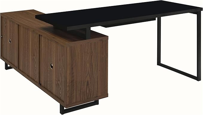 L-Shape Computer Gaming Desk Home Office Corner Desks Bedroom Craft Study Table Work Desks with StorageWalnut
