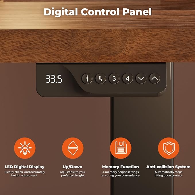 Dual Motor Standing Desk Large Stand Up Desks 79x31 Inches Electric Sit Stand Desks 4 Memory Preset Adjustable Height Computer Table for Home Office with Splice Board (Brown)