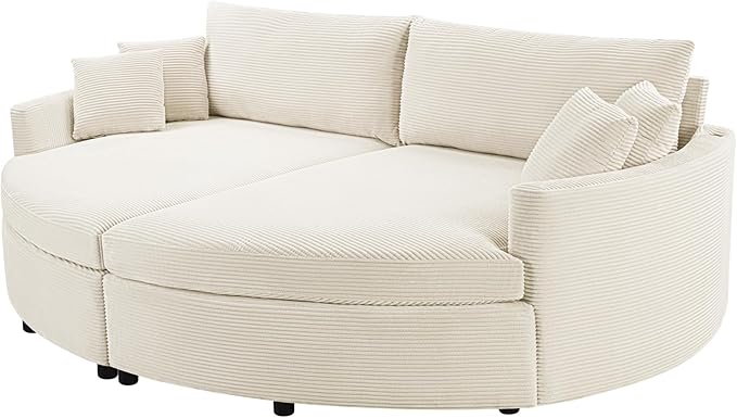 JUSTONE 102.3 Oversized Double Chaise Lounge Sofa Bed Convertible Loveseat with Deep Seat &amp USB Ports Modern Upholstered Couch for Living Room Beige