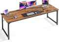 Huuger Computer Desk 70 Inch Office Desk Gaming Desk with Storage Writing Desk Work Desk for Home Office Study Long Simple Desk Large Legroom Metal Frame Rustic Brown