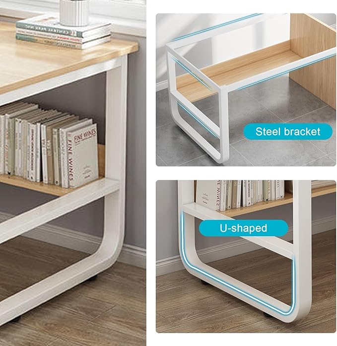 Computer Table Computer Desk with Storage 39.5 Contemporary Office Study Desk with Metal Bracket Home Office Desk for Bedroom Study Office
