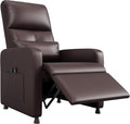 Power Recliner Chair Electric Recliner with Adjustable Backrest &amp Footrest Overstuffed PU Leather Sofa with 2 Side Pockets and USB Port for Living Room Home Theater Brown