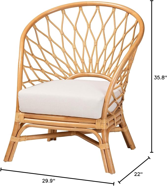 bali &amp pari Emmeline Bohemian Honey Rattan Accent Chair