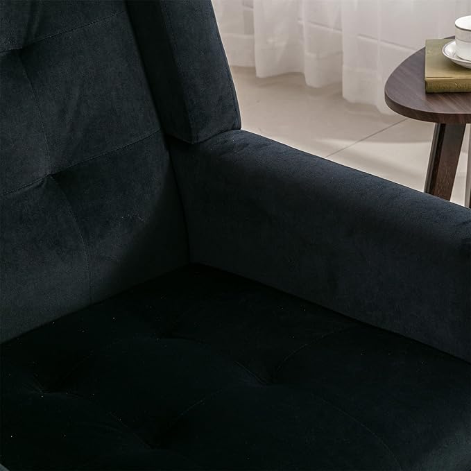 Modern Soft Velvet Material Ergonomics Accent Chair Living Room Chair Bedroom Chair Home Chair with Black Legs for Indoor Home