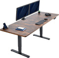 VIVO Electric 83 x 30 in Dual Motor Sit Stand Desk Memory Height Adjustment 2B Series Rustic Vintage Brown Top Black Frame DESK-KIT-2B8N