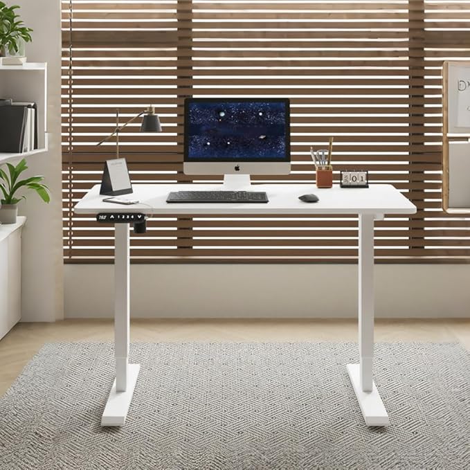 Ball &amp Cast Electric Standing Desk 55 x 24 Inches Height Adjustable Sit Stand Desk with Memory Preset &amp Built-in USB Type-C Motorized Home Office Gaming Computer Desk White