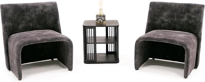 Limari Home Rivis Collection Modern Living Room Fabric Upholstered Accent Chair Dark Grey