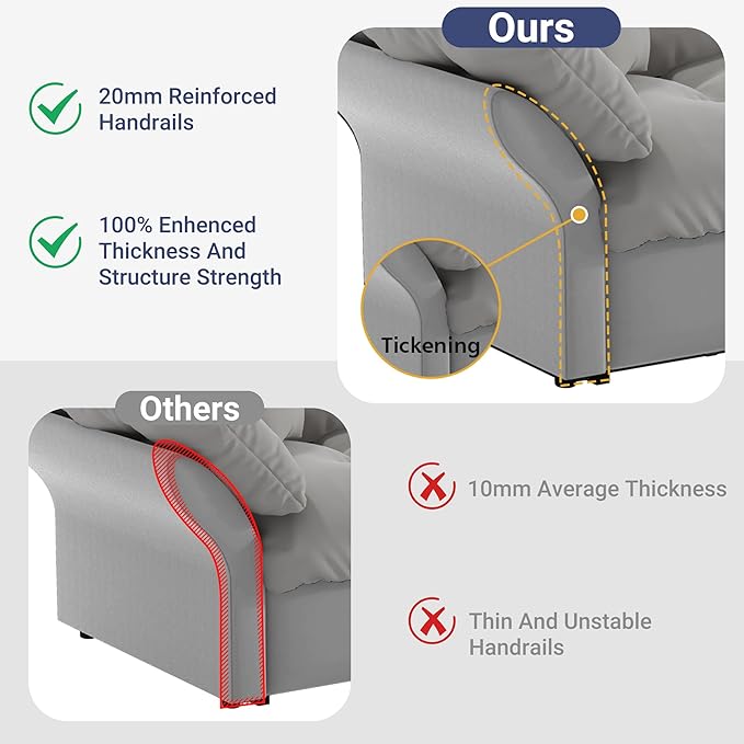 74.8 Queen Size Sleeper Sofa with Pull Out Bed 3-in-1 Convertible Loveseat Sofa with 2 Pillows Portable Pull Out Chaise for Living Room Apartment Small Spaces Grey