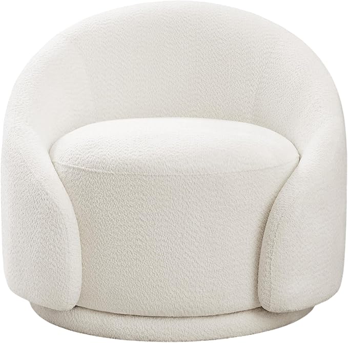VANOMi 34 Swivel Accent Chair Oversized Armchairs for Living Room Comfy Sharpa Chair Reading Chairs for Bedroom Corner Apartment White