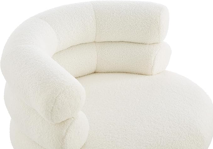 Christopher Knight Home Kayah Upholstered 360° Swivel Accent Chair Teddy Fleece Swivel Barrel Chair Modern Vanity Chair for Living Room Bedroom White