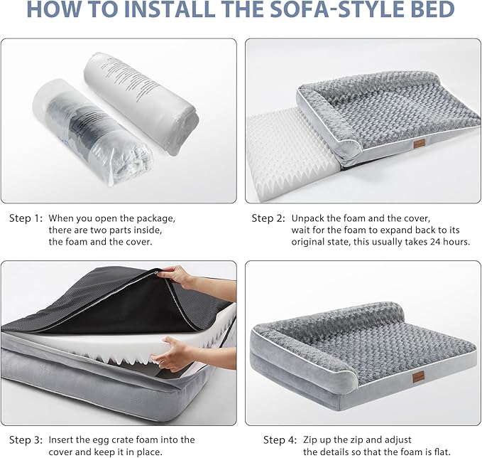 BFPETHOME Orthopedic Dog Beds for Extra Large Dogs Waterproof Sofa XXL Pet Bed with Sides Non-Slip Bottom and Egg-Crate Foam Big Dog Couch Bed with Washable Removable CoverPet Bed for Large Dogs