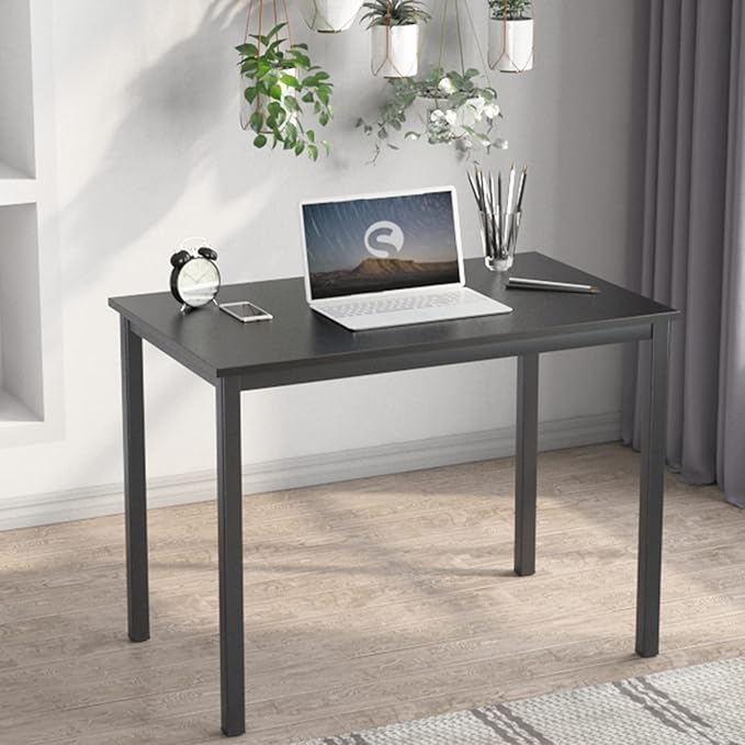 Need 31 Inch Small Computer Desk Modern Simple Style Writing Desk for Home Office Basic PC Work Desk with Black Metal Frame Black