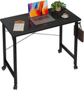 Grandder Rolling Computer 32 inch Desk with Wheels Wroking Small Desk for Living Room Modern Simple Style Table for Home Office Study Writing Table Caster Black 32 inch