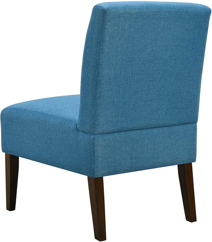 Armless Accent Chair Mid Century Modern Upholstered Living Room Chairs Accent Dining Chair Sofa with Solid Wood Legs Lounge Reading Chair for Bedroom Office (Blue)