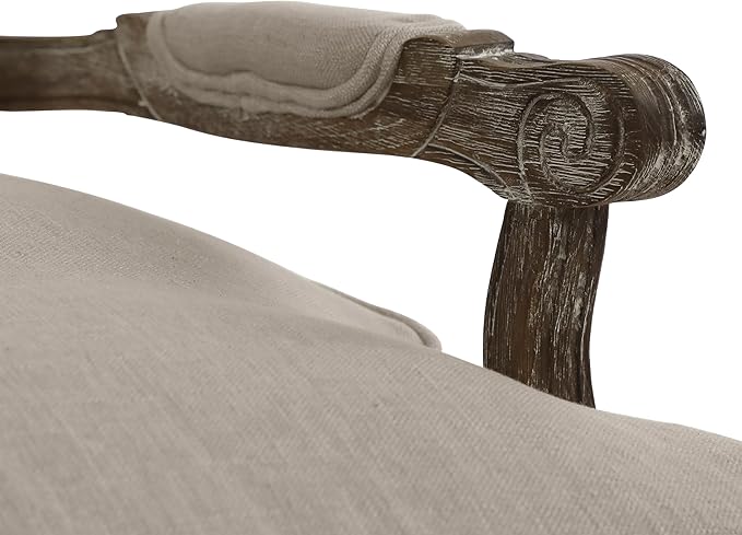 Lexicon Parlier Show Wood Accent Chair - Mid Century Modern Chair for Living Room Traditional French Country Style Padded Arms Reversible Cushion Solid Wood Frame Arrives Assembled Neutral