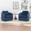 MINCETA Accent Chairs Set of 2 360° Swivel Barrel Chair with High Density Foam Oversized Reading Chair with Performance Fabric Upholstered Armchair for Living Room Bedroom Apartment Navy Blue