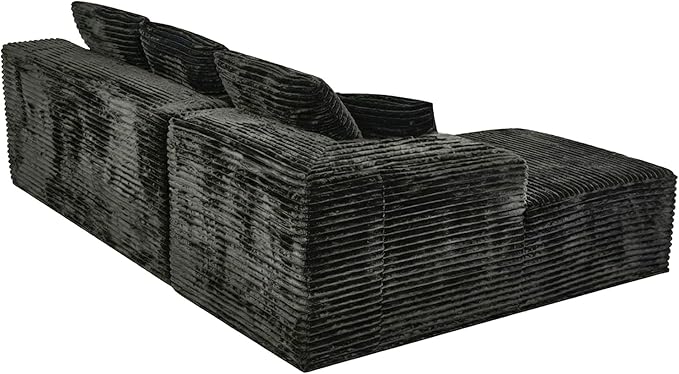 106-Inch Cloud Sectional Couch Couches for Living Room Corduroy Couch Highly Elastic Memory Foam Suitable for Living Room/Apartment/Bedroom (Gray to The Left)
