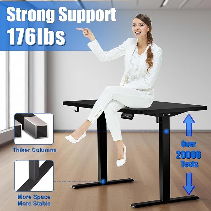 Whole Piece Standing Desk with Wheels Adjustable Height- Mobile Stand up Desk with Lockable Casters Portable Sit Stand Desks Electric for Home &amp Office Workstation