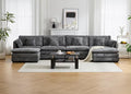 147.8 U Shaped Modular Sectional Sofa Comfy Cloud Couch with Movable Ottoman Deep Seat Modular Sofa Sectional Couches for Living Room Bedroom Apartment (Grey)