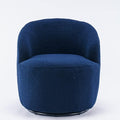 Teddy Boucle Swivel Accent Round Barrel Chair Upholstered Armchair Indoor 360° Swivel Lounge Chair Leisure Chair Small Side Reading Chairs for Club Living Room Hotel Bedroom (Dark Blue)