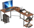 Weehom Reversible L Shaped Desk with Shelves Large Corner Computer Desk Gaming Desks for Home Office Writing Workstation Wooden TableRustic Brown