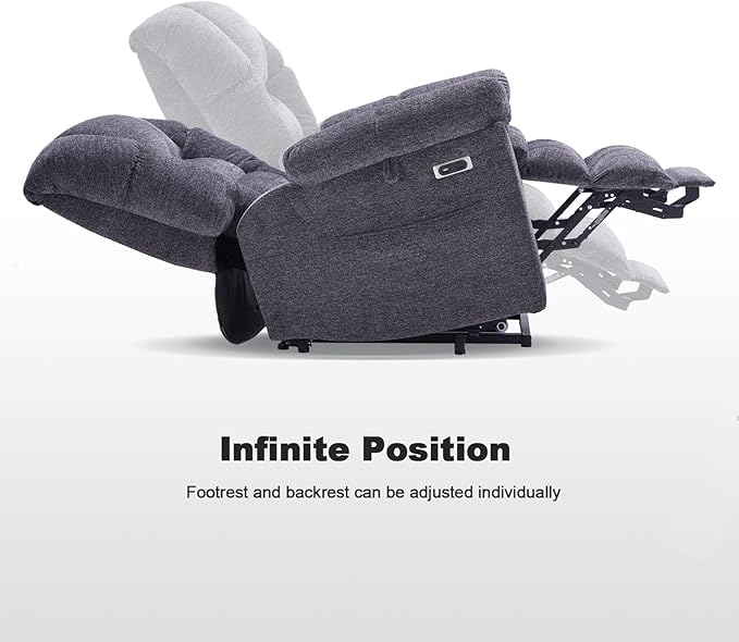 Triple Motor Power Lift Recliner Chair with Massage and Dual Heat for Elderly People Zero Gravity Lay Flat Recliner Infinite Position USB Ports（Grey）