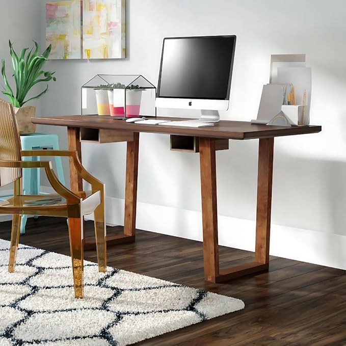 Aiden Oak Finish Wood Writing Computer Desk Modern Style Simple Sleek Table for Home Office