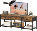TV Stand with 3 Fabric Drawers for up to 50 Inch TV 47.2 Industrial Media Console Entertainment Center with Shelves for Living Room Bedroom Home Office Rustic Brown and Black DS12BR