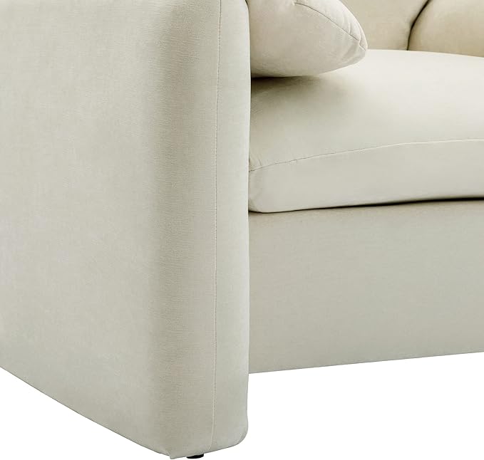 37'' Wide Chenille Oversized Armchair - Modern Accent Chair Cream Reversible Bread-Style ArmrestsComfortable Seating for Living Room &amp Bedroom Furniture Reading Chair (Cream)