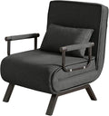 Foldable Chair Bed Comfortable Convertible Sofa Bed 5 in 1 Foldable Bed with 5 Adjustable backrests and Pillows Suitable for Comfortable Cushion Chair in The Office. (Black+Linen+1Seat)