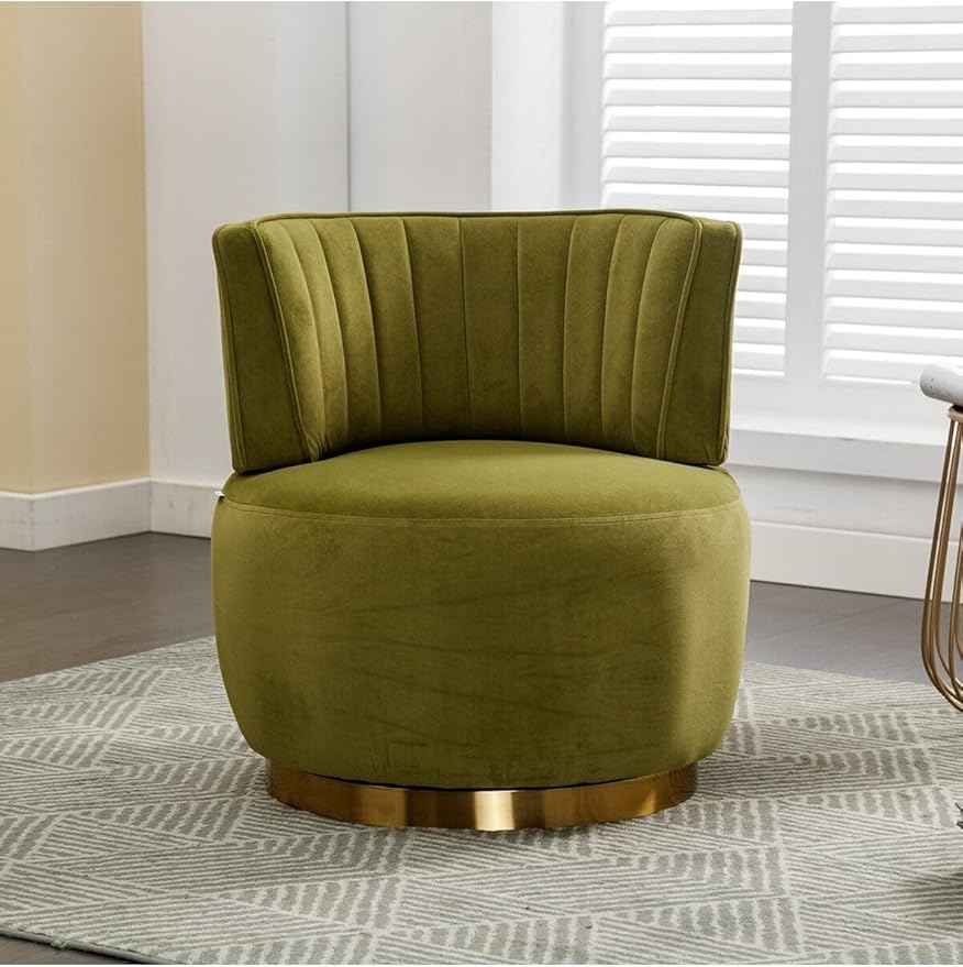 KINFFICT Velvet Swivel Barrel Chair Set of 2 Mid Century Modern Arm Chairs 360 Swivel for Living Room Lounge Hotel
