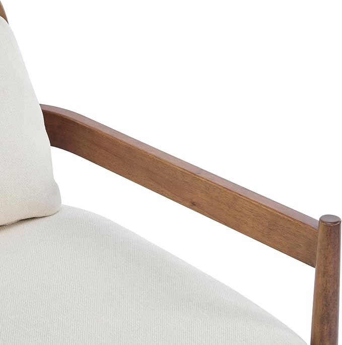 Christopher Knight Home Nadine Modern Club Chair Set of 2 with Cushion Wooden Living Room Accent Chair with Rattan Open Back Bedroom Comfy Reading Chair Beige+Light Brown