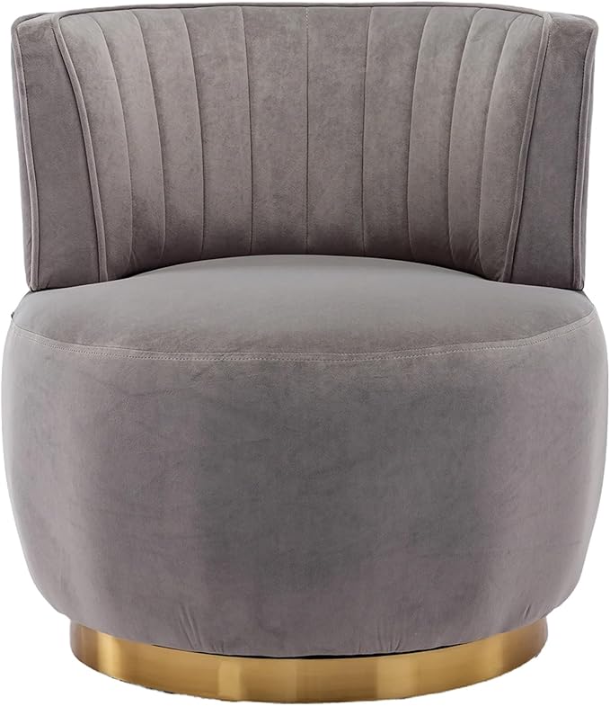 Luxyhome 360 Swivel Barrel Chair Velvet Modern Accent Chair Upholstered Mid Century Comfy Arm Chair Round Sherpa Side Chair for NurseryLiving RoomBedroomOfficeWaiting RoomGrey