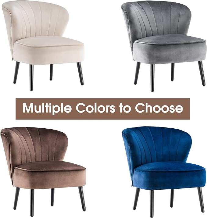 MCombo Velvet Accent Chair Tufted Club Chairs Upholstered Side Chair with Legs Vanity Chair for Living Room Bedroom 4720 (2 Cream White)