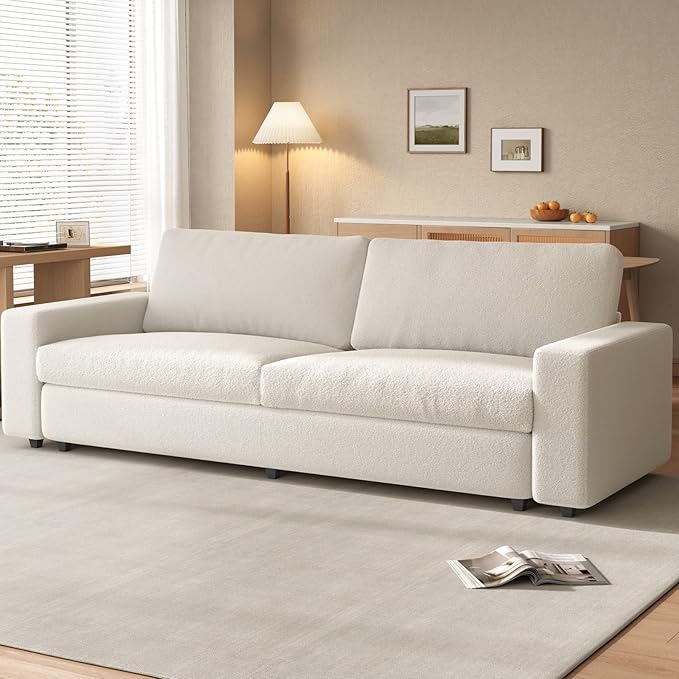 83.46 Large Loveseat Sofa Comfy 2 Seater Sofa with Deep Seat Loveseat with Thickened Cushion &amp Armsrest Durable Modern Home Sofa Couch for Living Room-Beige