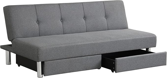 Giantex 3-Seat Convertible Sofa Bed Long Sofa Couch w/ 2 Large Drawers Ergonomic Sleeper w/ 3 Adjustable Angles Heavy Duty Sofa Bed for Living Room Bedroom Study Room &amp Office