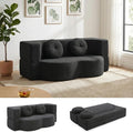 76 Convertible Folding Sofa Bed 2-in-1 Twin Size Loveseat Sleeper Couch Bed with Two Pillows Foldable Space-Saving | Design for Dorms Apartments BedroomNo Assemble(Black)
