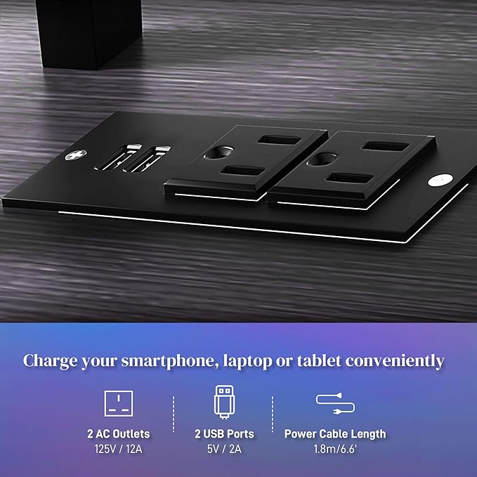 61 Computer Desk with LED Lights Power Outlets and USB Ports Gaming Desk with Storage Shelves Monitor Stand Fabric Drawers Remote for Home Office Study Distressed Black