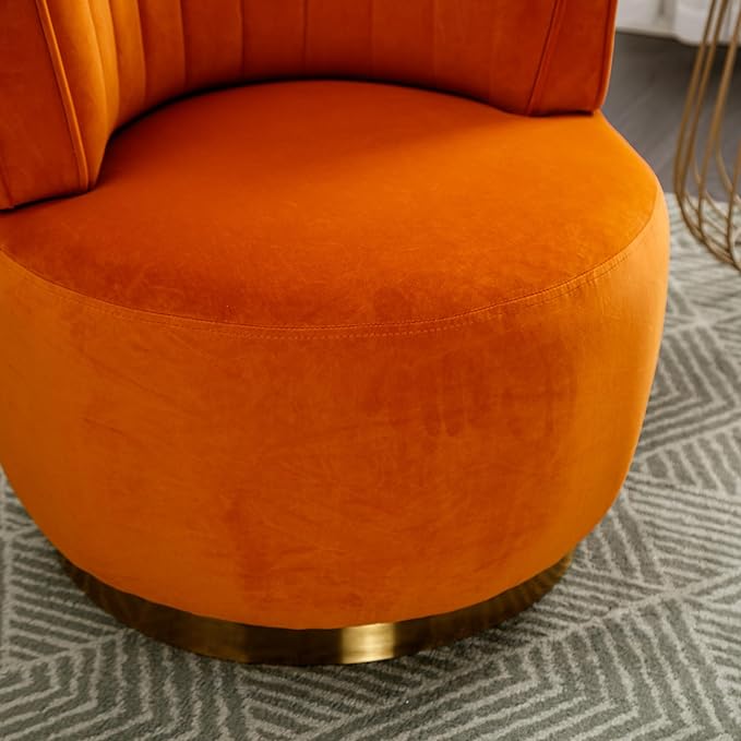 360° Swivel Cuddle Barrel Accent Chairs Wide Upholstered Round Armchairs in Fluffy Velvet for Living Room Bedroom Office Waiting Rooms