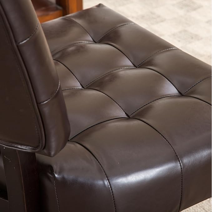 Contemporary Tufted Oversized Accent Chair with Plush Boucle Fabric and Faux Leather Options Kiln-Dried Hardwood Frame Deep Cushion Seat Ergonomic Back Support Versatile Living Room Chair (Brown)
