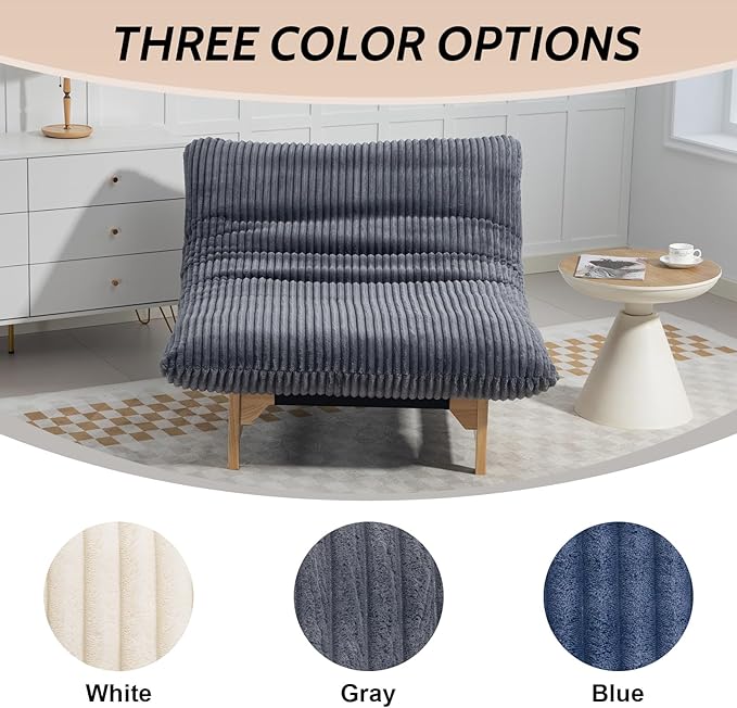 Comfy Lounge Chair Cozy Striped Corduroy Accent Seating with Solid Rubber Wood Frame Soft Plush Cloud Comfort for Living Room Bedroom &amp Reading CornerGray