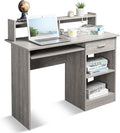 Karl home Computer Desk Study Writing Desk Wooden Home Office Workstation PC Laptop Table with Drawer Shelf Keyboard Tray Grey