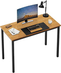 SogesGame 31.5 Inch Small Desk Computer Desk Modern Simple Gaming Desk Home Office Desks Writing Study Table Desks for Home Office Black Metal Frame Teak