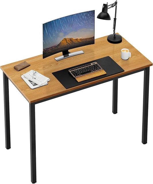 SogesGame 31.5 Inch Small Desk Computer Desk Modern Simple Gaming Desk Home Office Desks Writing Study Table Desks for Home Office Black Metal Frame Teak
