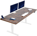 VIVO Electric 83 x 30 in Dual Motor Sit Stand Desk Memory Height Adjustment 2B Series Rustic Vintage Brown Top White Frame DESK-KIT-2W8N