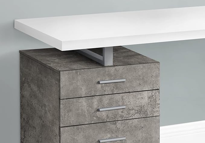 Computer Desk Home Office Laptop Left Right Set up Storage Drawers 48 l Work White and Concrete Laminate White Metal Contemporary Modern